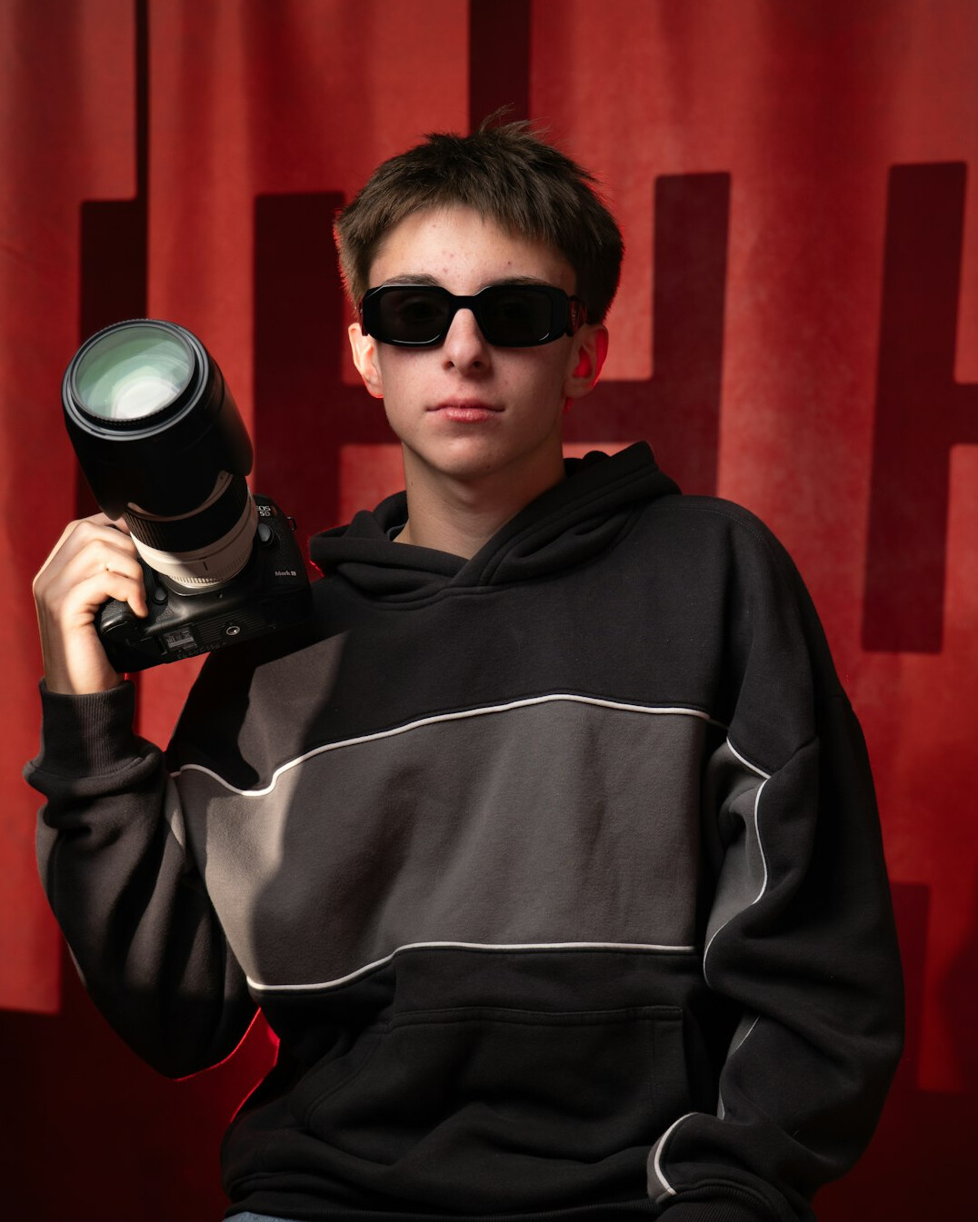 Camera studio set up with lights and tripod