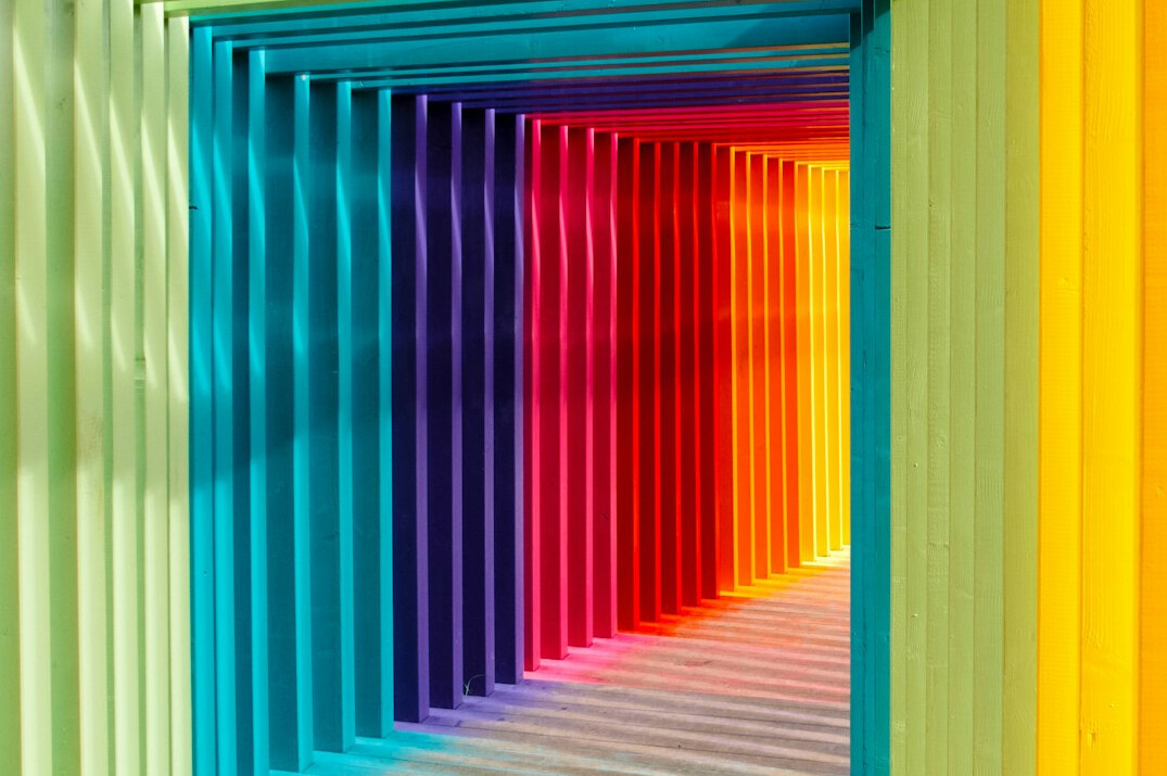 Close-up of SMPTE colour bars on a monitor